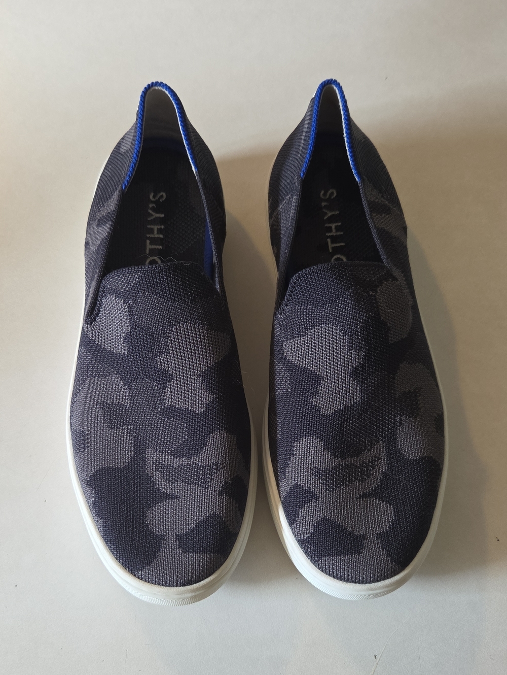 Rothy's The Original Camo Print Slip On Sneakers Black And Gray Womens Size 7.5